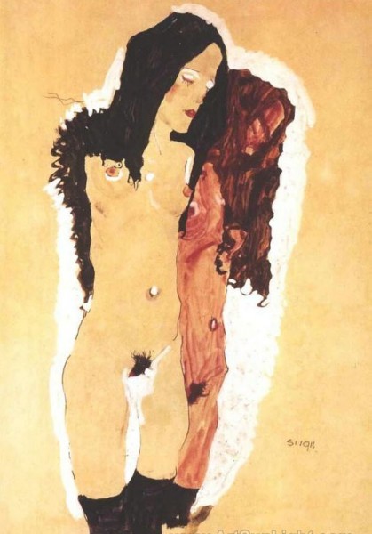 Egon Schiele Girl with Black Hair
