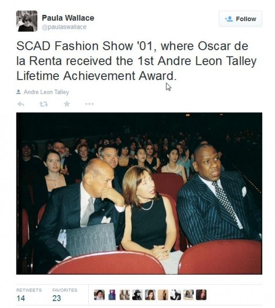 Paula Wallace on Twitter SCAD Fashion Show '01, where Oscar de la Renta receiv_2015-04-18_17-08-36