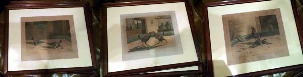 Antique Drawing of a Cock Fight