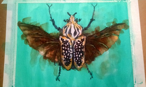 Goliath Beetle Painting Illustration decor