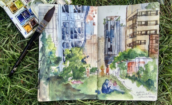 Watercolor Sketch The High Line NYC