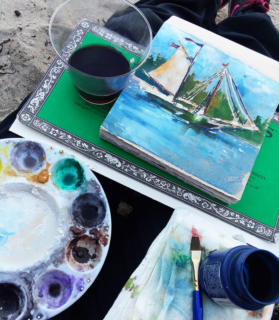 travel sketches, schooner, sailboat, art, Maine, maritime, watercolor, Stephen Taber, decor