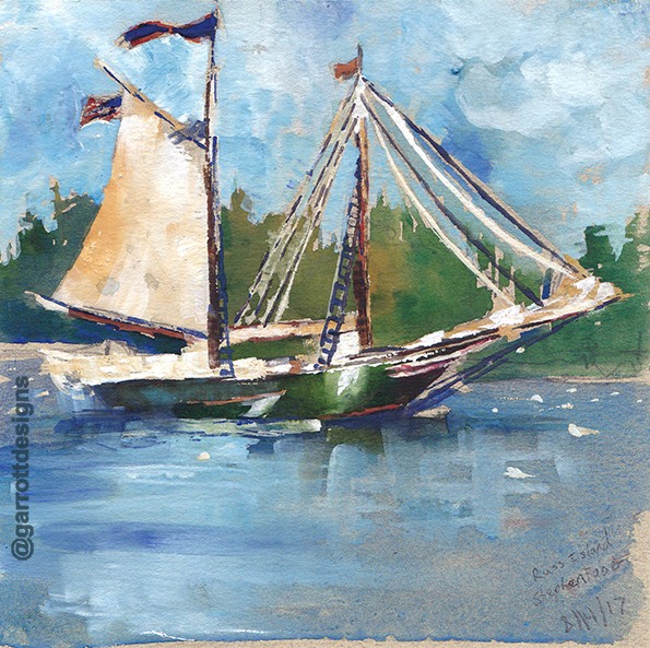 Schooner Stephen Taber Sailboat Watercolor Art