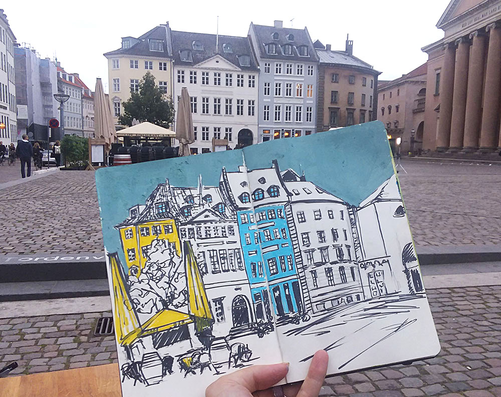 Gammeltorv Square Sketching Architecture Design Copenhagen Denmark Art Culture Urban Planning Sustainability Sketchbook