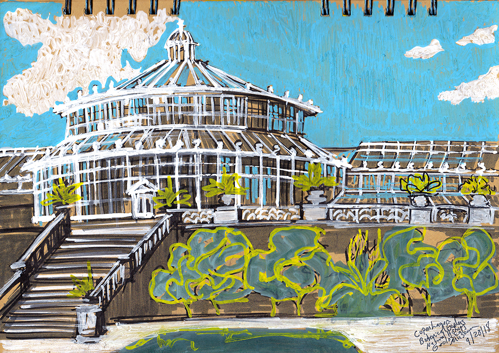 Botanical Gardens Sketching Architecture Design Copenhagen Denmark Art Culture Urban Planning Sustainability Sketchbook