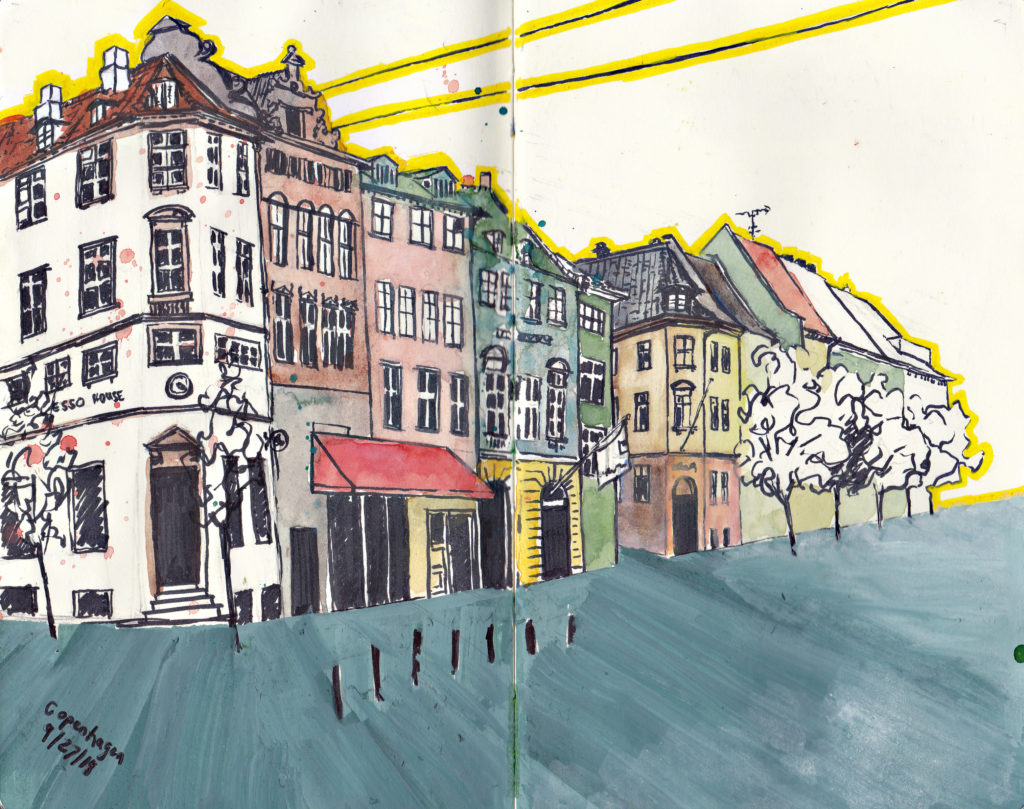 Strøget Sketching Architecture Design Copenhagen Denmark Art Culture Urban Planning Sustainability Sketchbook